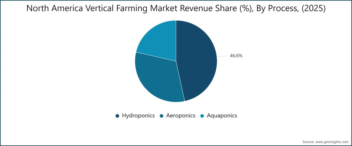 North America Vertical Farming Market Revenue Share (%), By Process, (2025)