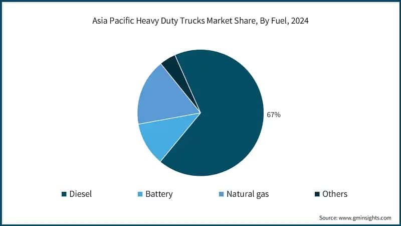 Asia Pacific Heavy Duty Trucks Market Share, By Fuel, 2024