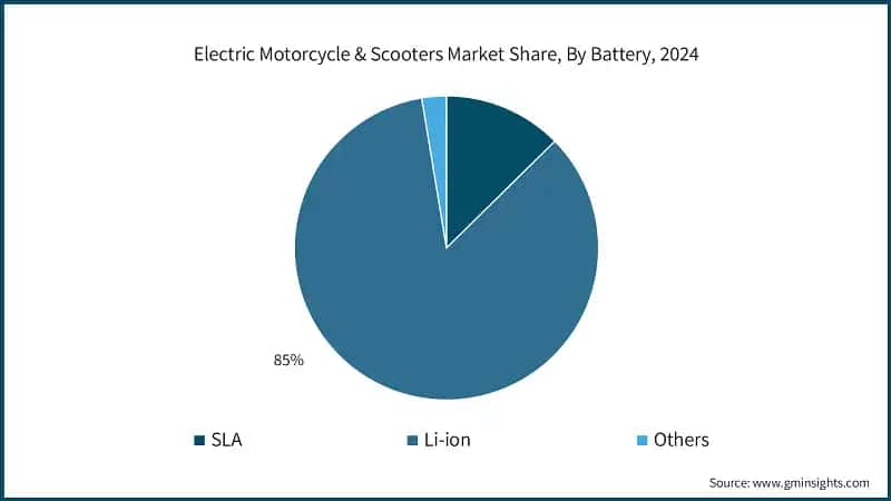 Electric Motorcycle & Scooters Market Share, By Battery, 2024