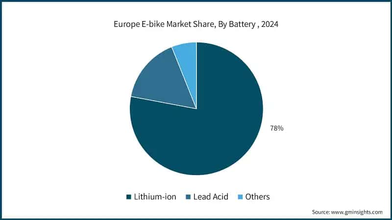 Europe E-bike Market Share, By Battery , 2024