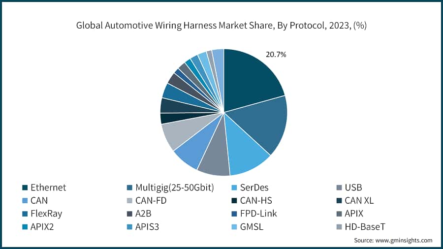 Global Automotive Wiring Harness Market Share, By Protocol, 2023, (%)