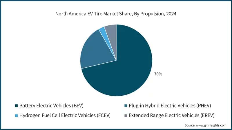 North America EV Tire Market Share, By Propulsion, 2024