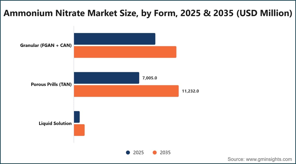 Ammonium Nitrate Market Size, by Form, 2025 & 2035 (USD Million)