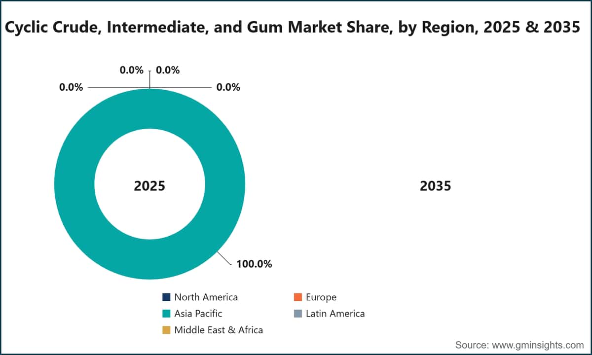 Cyclic Crude, Intermediate, and Gum Market Share, by Region, 2025 & 2035
