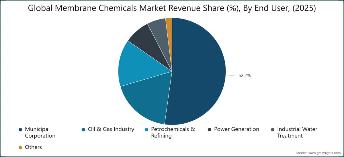 Diagramm: Umsatzanteil des globalen Marktes für Membranchemikalien (%), nach Endanwender, (2025)