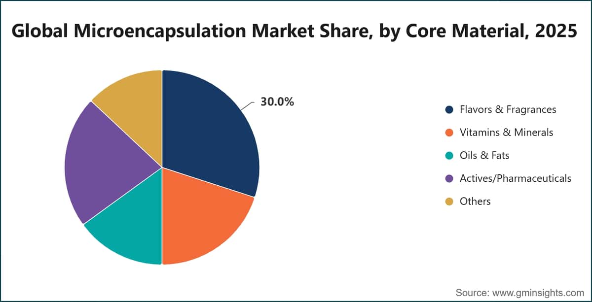Global Microencapsulation Market Share, by Core Material, 2025