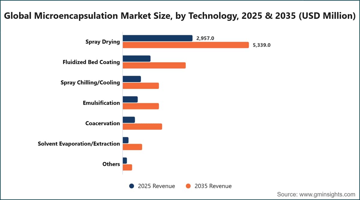 Global Microencapsulation Market Size, by Technology, 2025 & 2035 (USD Million)