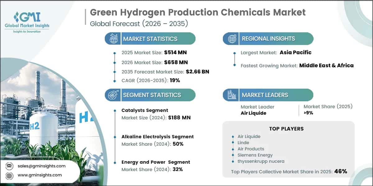 Rapporto di ricerca sul mercato dei prodotti chimici per la produzione di idrogeno verde