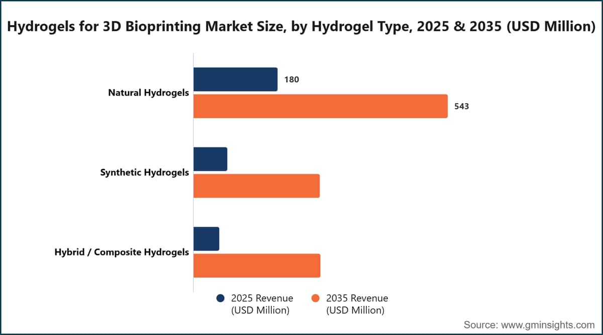Hydrogels for 3D Bioprinting Market Size, by Hydrogel Type, 2025 & 2035 (USD Million)