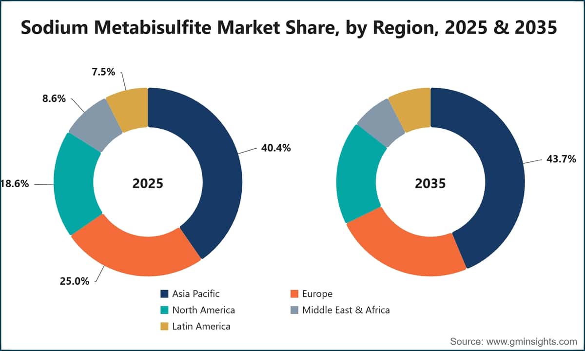 Sodium Metabisulfite Market Share, by Region, 2025 & 2035