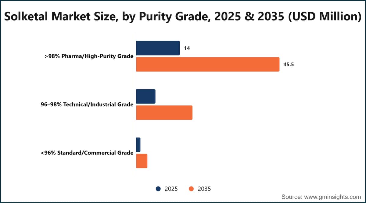 Solketal Market Size, by Purity Grade, 2025 & 2035 (USD Million)