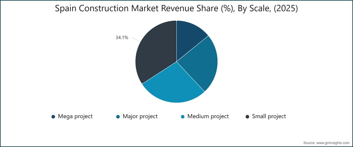 Spain Construction Market Revenue Share (%), By Scale, (2025)