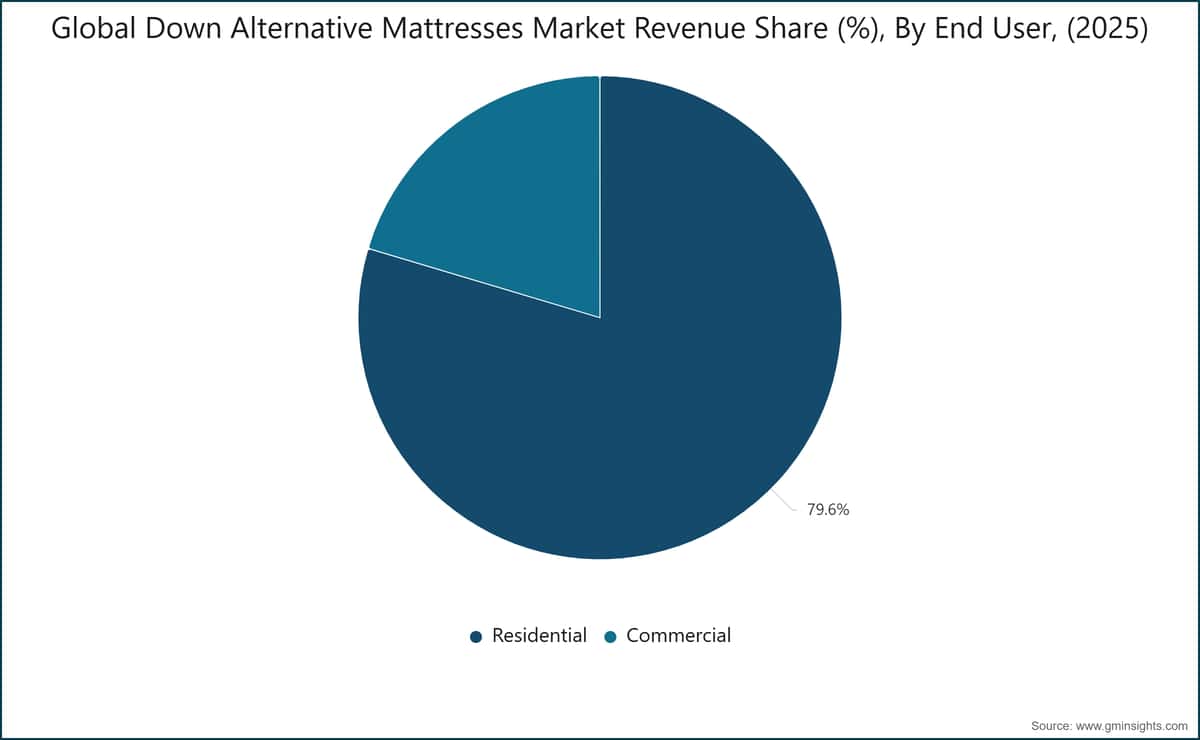 Global Down Alternative Mattresses Market  Revenue Share (%), By End User, (2025)