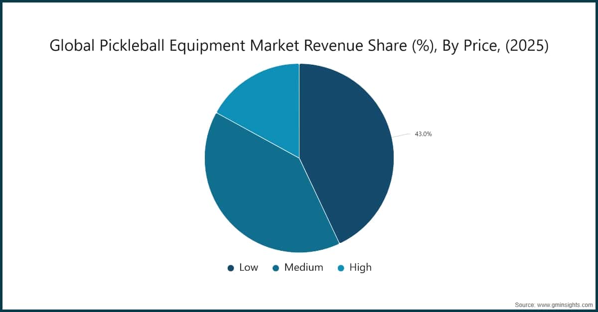 Global Pickleball Equipment Market Revenue Share (%), By Price, (2025)