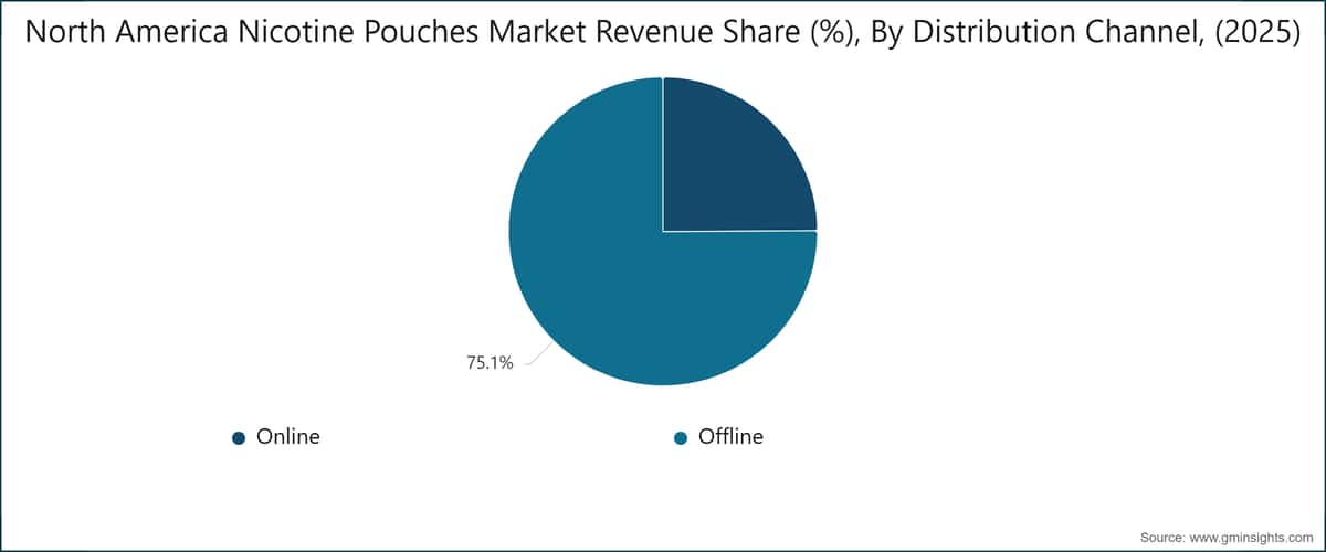 North America Nicotine Pouches Market Revenue Share (%), By Distribution Channel, (2025)