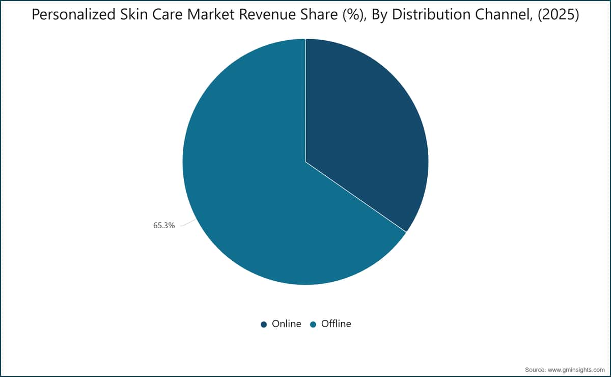 Personalized Skin Care Market Revenue Share (%), By Distribution Channel, (2025)