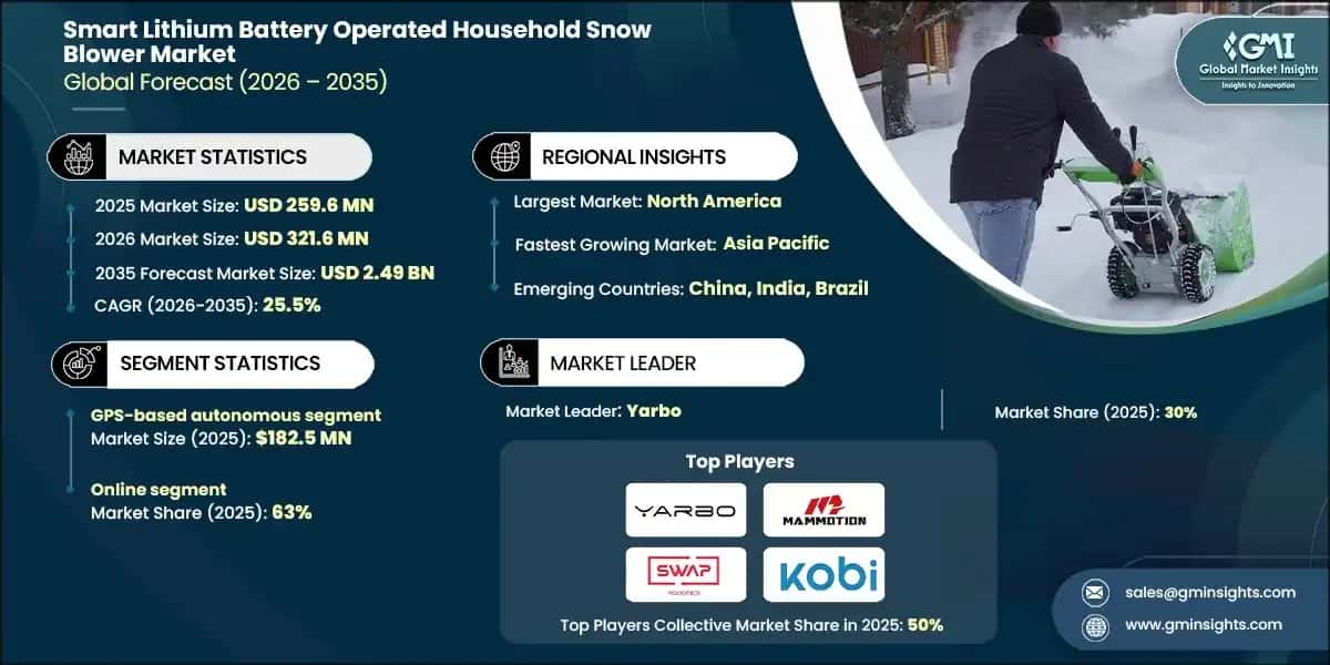 Smart Lithium Battery Operated Household Snow Blower Market