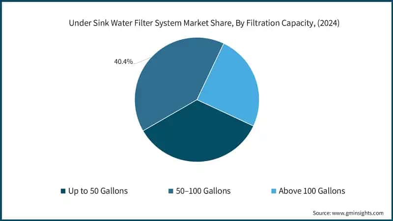 Under Sink Water Filter System Market Share, By Filtration Capacity, (2024)