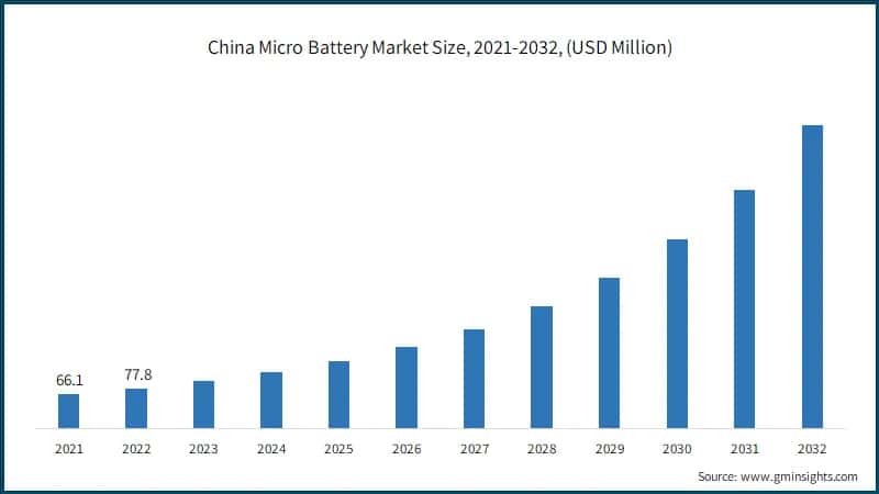  China Micro Battery Market Size, 2021-2032, (USD Million)