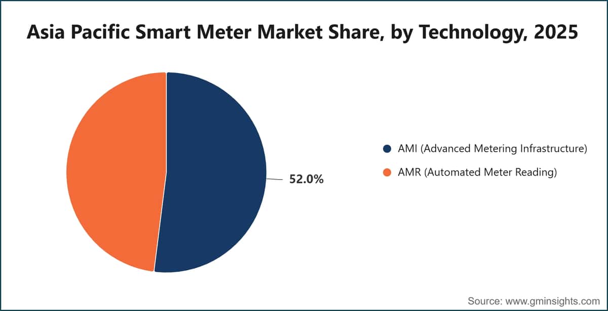 Asia Pacific Smart Meter Market Share, by Technology, 2025