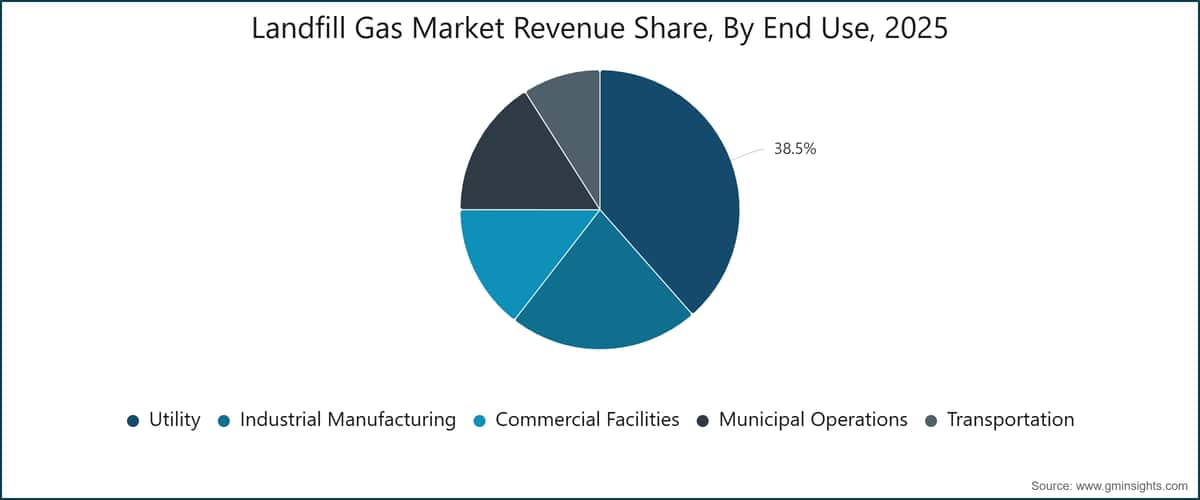 Landfill Gas Market Revenue Share, By End Use, 2025