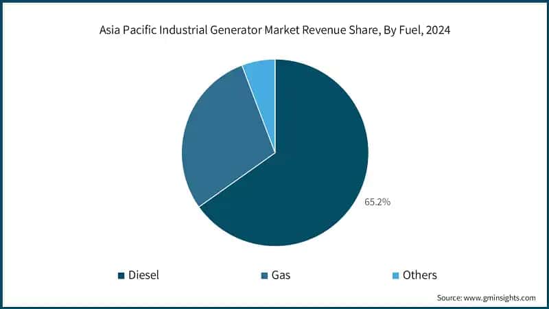 Asia Pacific Industrial Generator Market Revenue Share, By Fuel, 2024