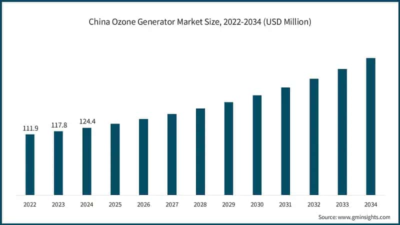China Ozone Generator Market Size, 2022-2034 (USD Million)