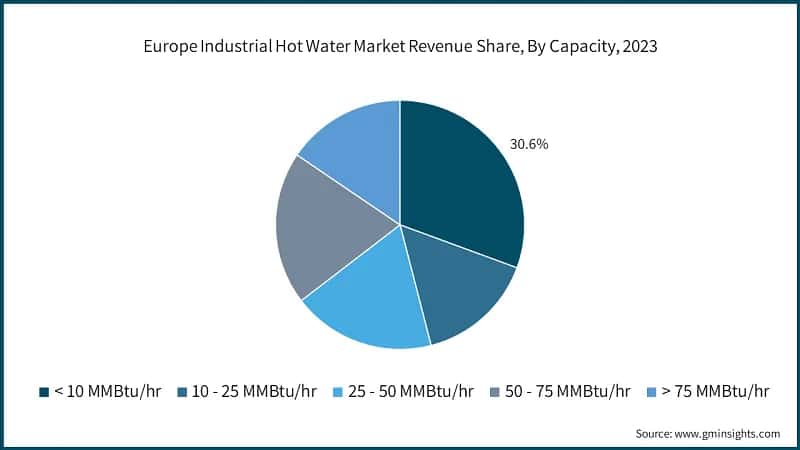 Europe Industrial Hot Water Market Revenue Share, By Capacity, 2023