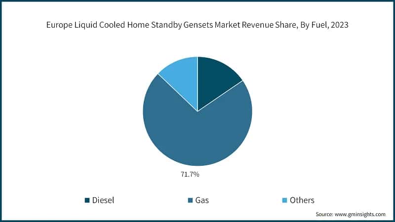 Europe Liquid Cooled Home Standby Gensets Market Revenue Share, By Fuel, 2023
