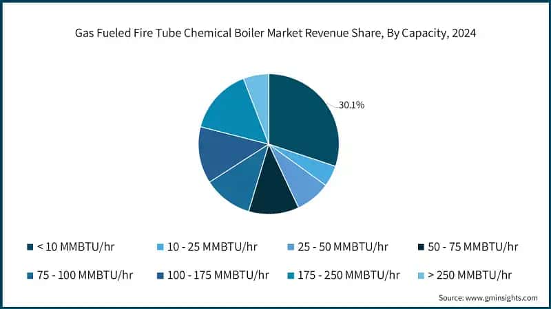Gas Fueled Fire Tube Chemical Boiler Market Revenue Share, By Capacity, 2024