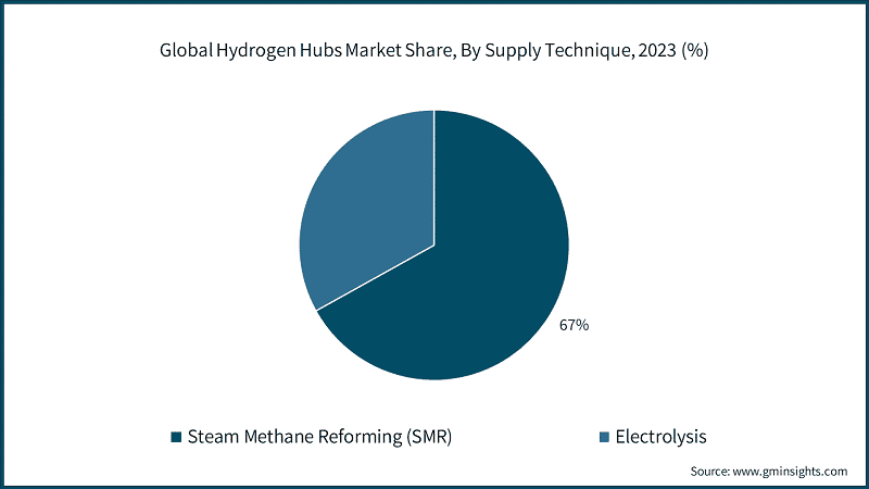 Global Hydrogen Hubs Market Share, By Supply Technique, 2023 (%)