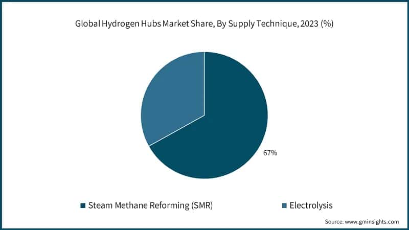 Global Hydrogen Hubs Market Share, By Supply Technique, 2023 (%)
