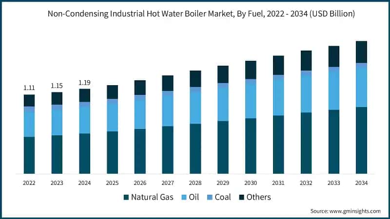 Non-Condensing Industrial Hot Water Boiler Market, By Fuel, 2022 - 2034 (USD Billion)