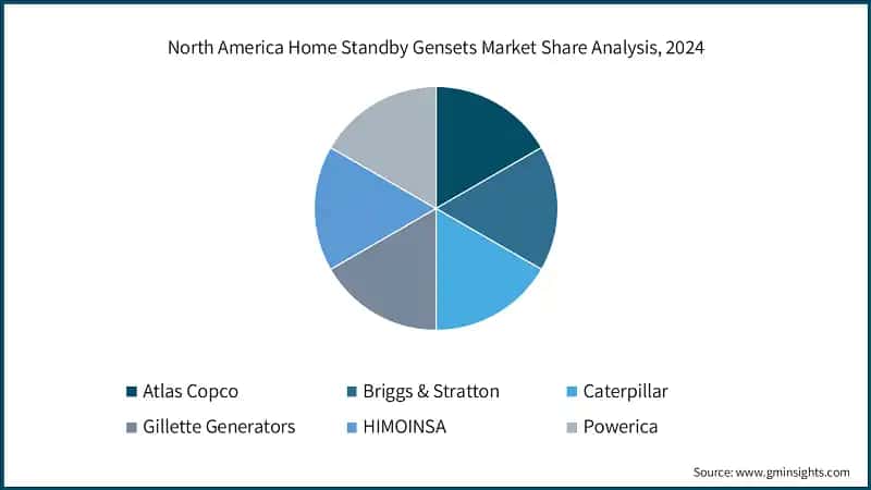 North America Home Standby Gensets Market Share Analysis, 2024