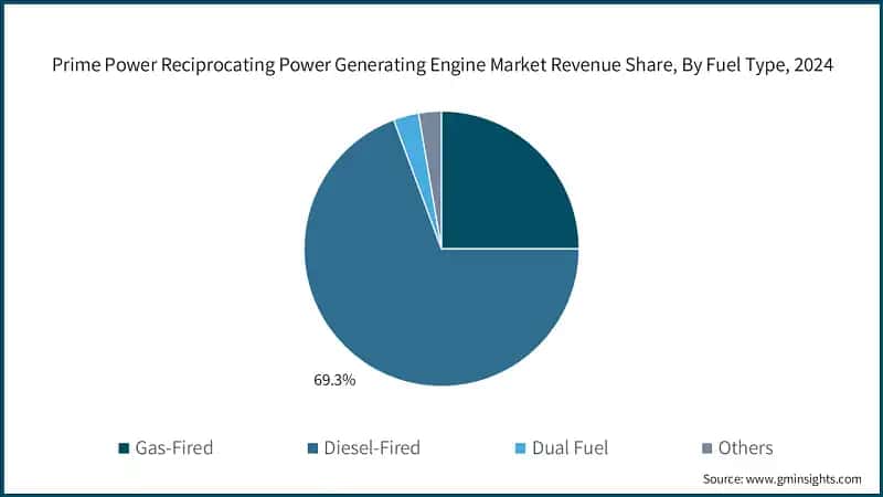 Prime Power Reciprocating Power Generating Engine Market Revenue Share, By Fuel Type, 2024