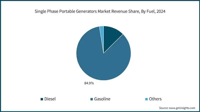 Single Phase Portable Generators Market Revenue Share, By Fuel, 2024