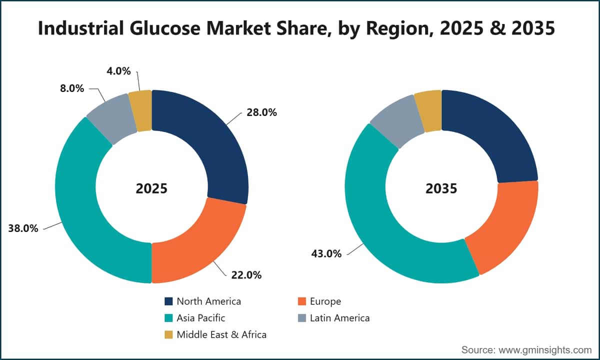 Industrial Glucose Market Share, by Region, 2025 & 2035