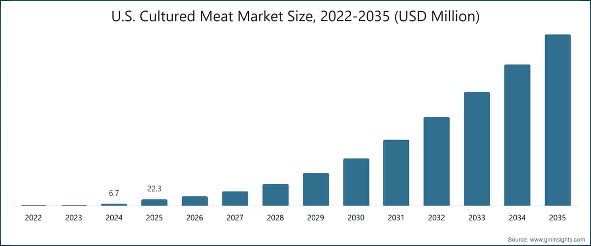 U.S. Cultured Meat Market Size, 2022-2035 (USD Million)