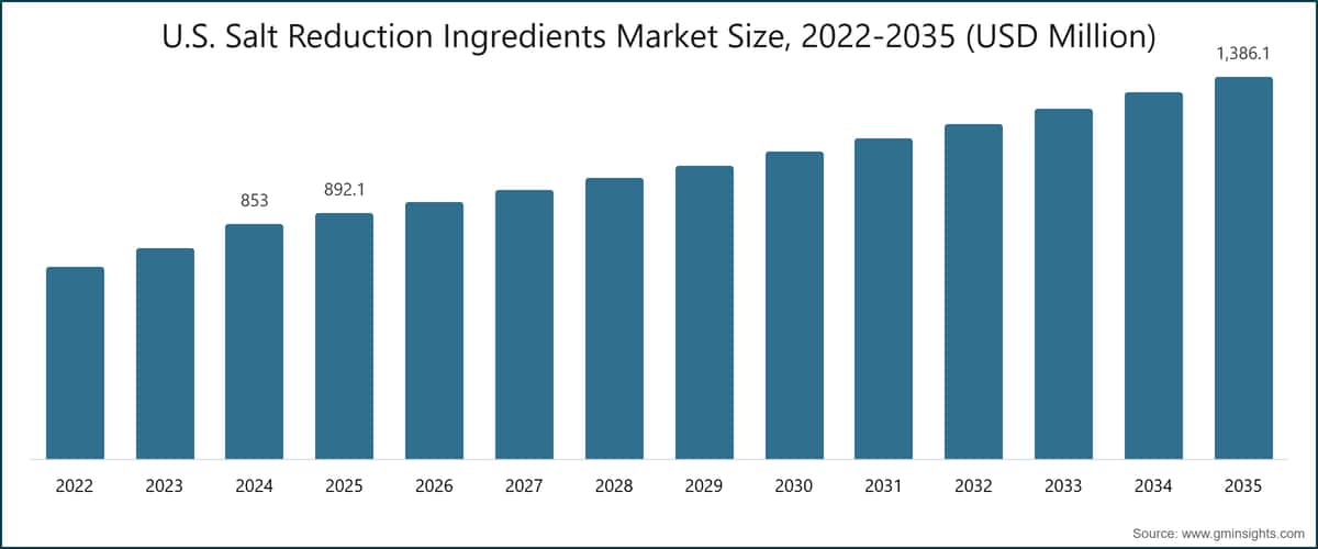U.S. Salt Reduction Ingredients Market Size, 2022-2035 (USD Million)