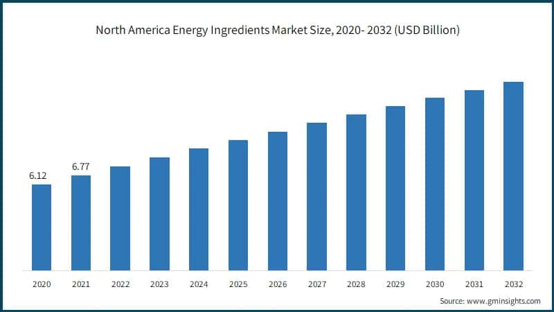 North America Energy Ingredients Market Size, 2020- 2032 (USD Billion)