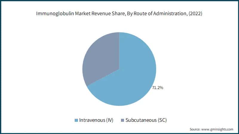  Immunoglobulin Market Revenue Share, By Route of Administration, (2022)