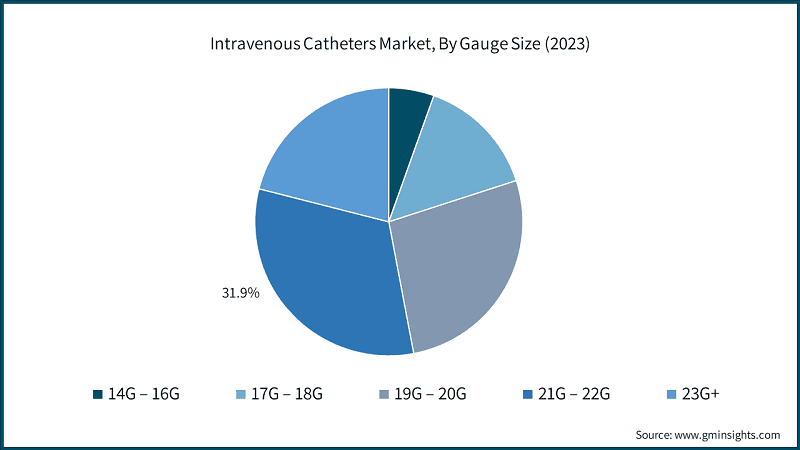 Intravenous Catheters Market, By Gauge Size (2023)