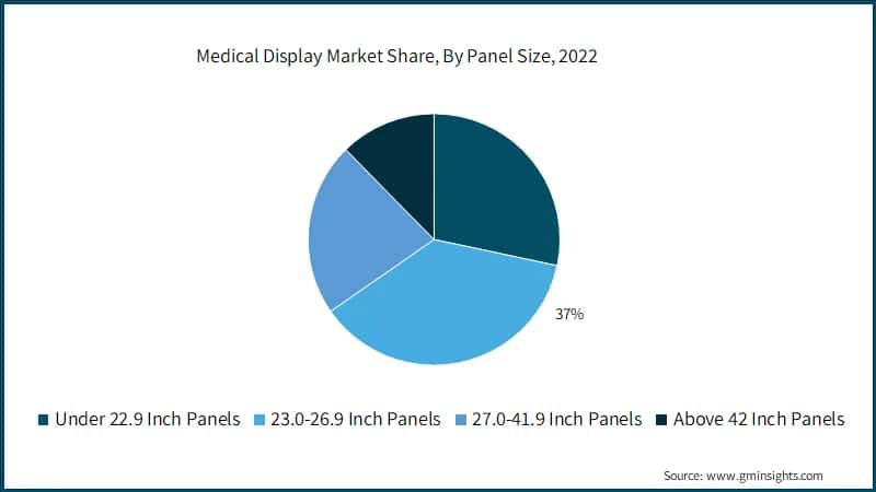 Medical Display Market Share, By Panel Size, 2022