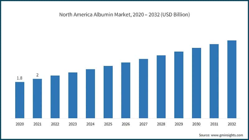North America Albumin Market, 2020 – 2032 (USD Billion)