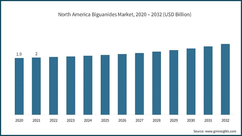 North America Biguanides Market, 2020 – 2032 (USD Billion)