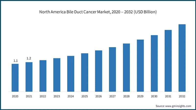 North America Bile Duct Cancer Market, 2020 – 2032 (USD Billion)