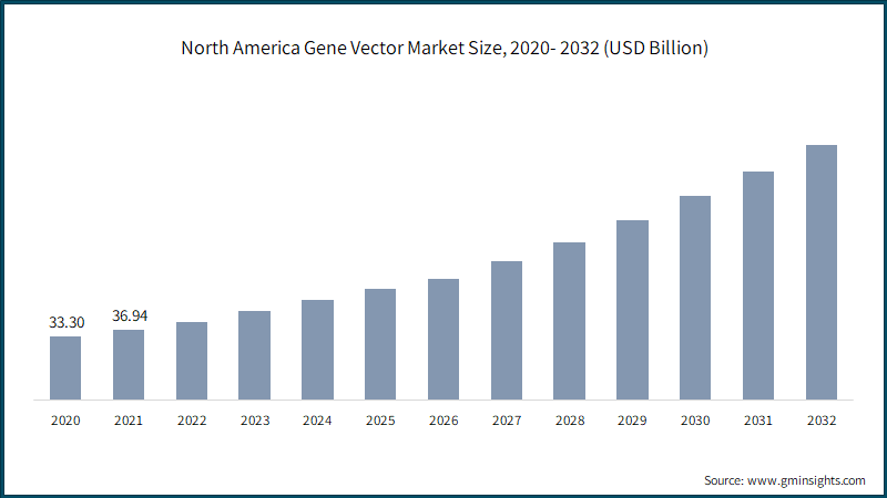 North America Gene Vector Market Size, 2020- 2032 (USD Billion)