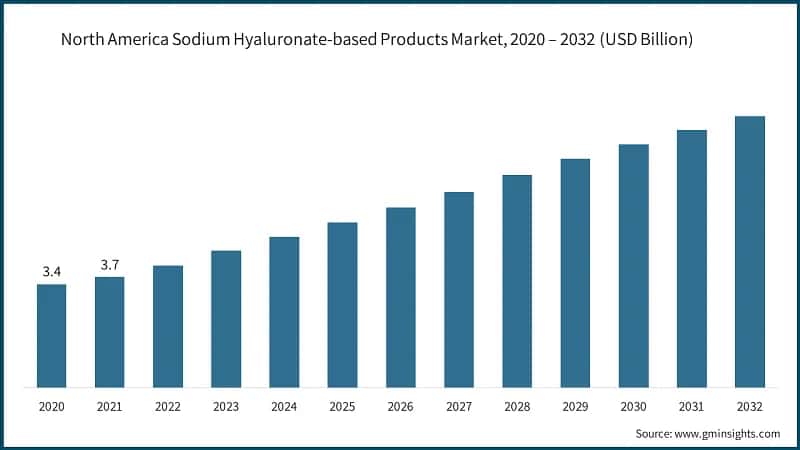 North America Sodium Hyaluronate-based Products Market, 2020 – 2032 (USD Billion)