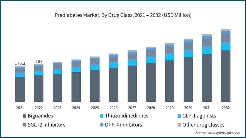 Prediabetes Market, By Drug Class, 2021 – 2032 (USD Million)