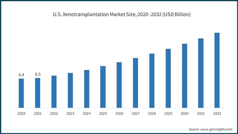 U.S. Xenotransplantation Market Size, 2020 -2032 (USD Billion)
